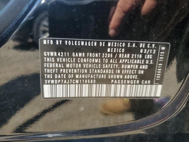 3VWDP7AJ7CM119580 - 2012 VOLKSWAGEN JETTA SE Қара фото 12