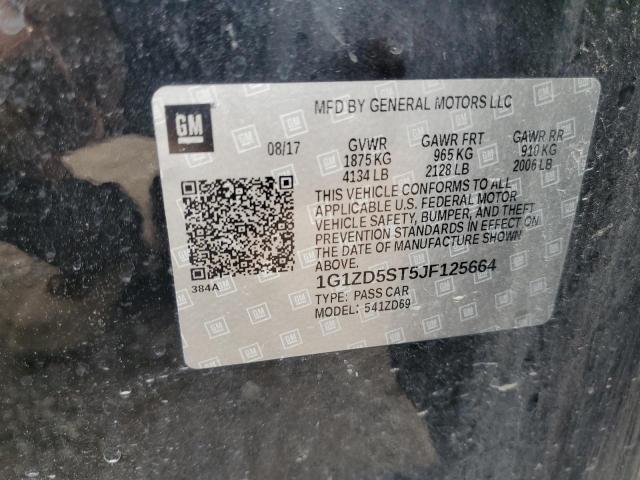 1G1ZD5ST5JF125664 - 2018 CHEVROLET MALIBU LT Noir photo 12