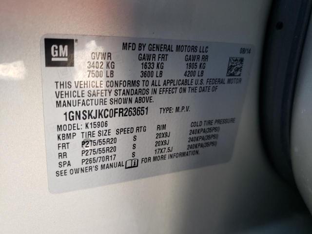 1GNSKJKC0FR263651 - 2015 CHEVROLET SUBURBAN K1500 LT TAN photo 14