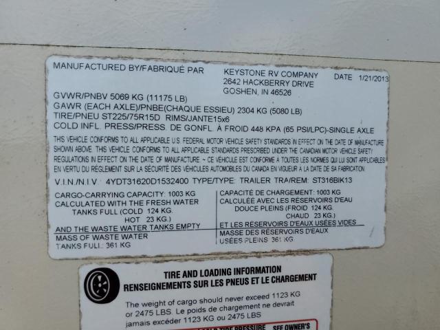 4YDT31620D1532400 - 2013 KEYSTONE SPRINTER BEIGE photo 10