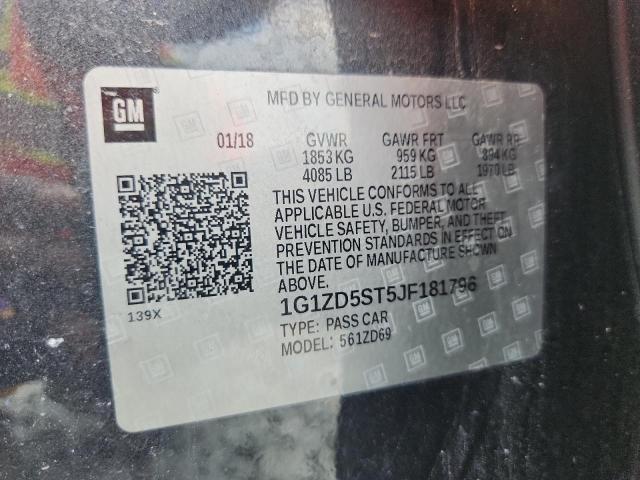 1G1ZD5ST5JF181796 - 2018 CHEVROLET MALIBU LT Сұр фото 12