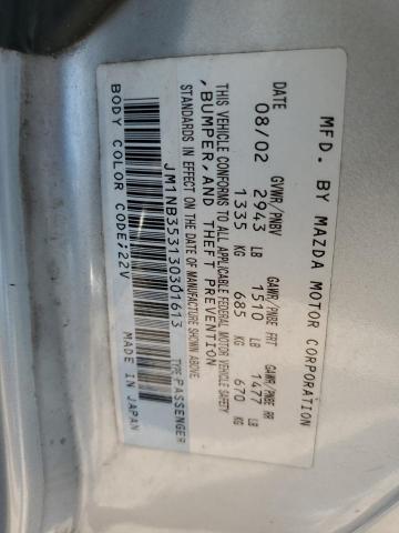 JM1NB353130301613 - 2003 MAZDA MX-5 MIATA BASE SILVER photo 12