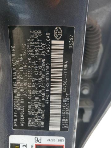 4T4BF1FK5CR204989 - 2012 TOYOTA CAMRY BASE Braun Foto 12
