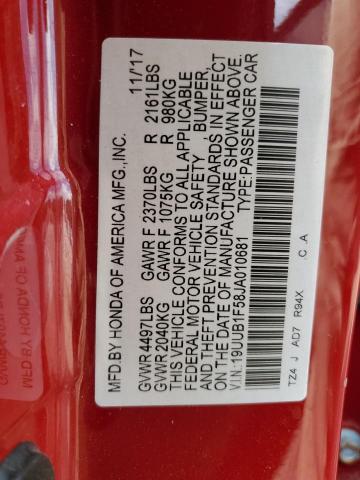 19UUB1F58JA010681 - 2018 ACURA TLX TECH RED photo 12