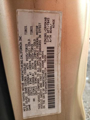 5TESM92N72Z096724 - 2002 TOYOTA TACOMA XTRACAB PRERUNNER ბეჟი ფოტო 12