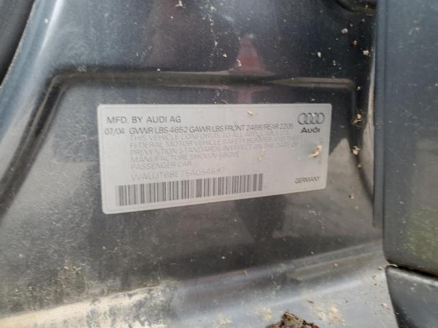 WAUJT68E75A054697 - 2005 AUDI A4 3.0 GRAY photo 12