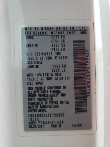 3N63M0ZN3FK722559 - 2015 CHEVROLET CITY EXPRE LT 白色 照片 12