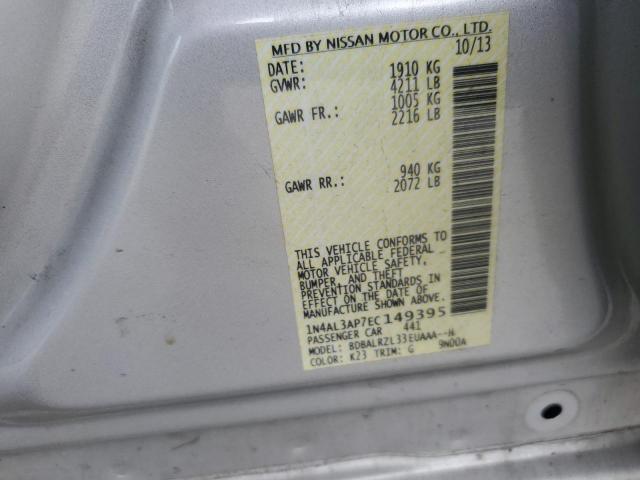 1N4AL3AP7EC149395 - 2014 NISSAN ALTIMA 2.5 SILVER photo 12