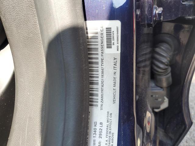 ZAM57RTA2G1183847 - 2016 MASERATI GHIBLI S BLUE photo 12