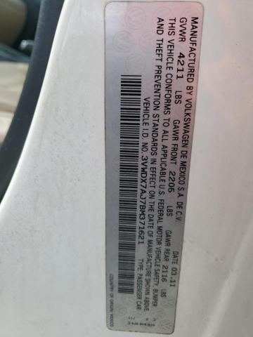 3VWDX7AJ7BM371621 - 2011 VOLKSWAGEN JETTA SE WHITE photo 13