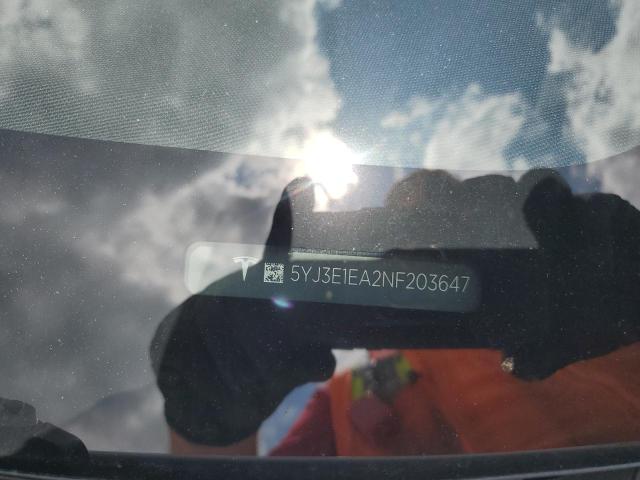 5YJ3E1EA2NF203647 - 2022 TESLA MODEL 3 WHITE photo 12