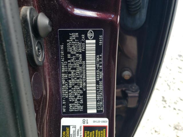 4T1BK1EB6DU029208 - 2013 TOYOTA AVALON BASE Bənövşəyi foto 12