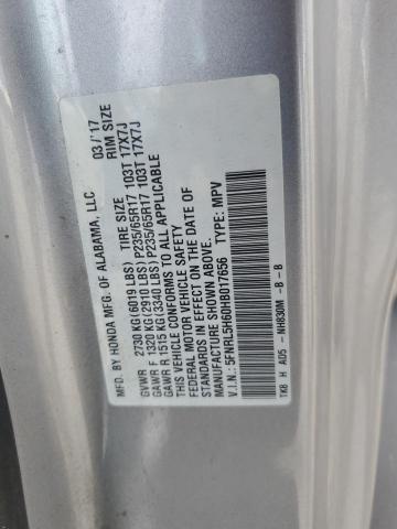 5FNRL5H60HB017656 - 2017 HONDA ODYSSEY EXL SILVER photo 13