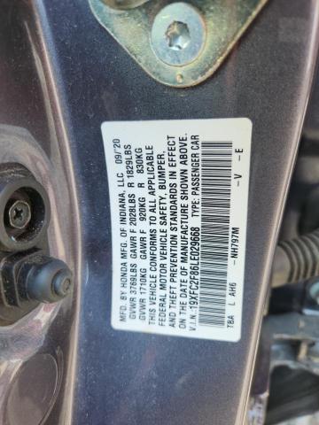 19XFC2F86LE029668 - 2020 HONDA CIVIC SPORT GRAY photo 12