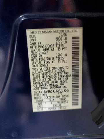 5N1AR18W96C666186 - 2006 NISSAN PATHFINDER LE 蓝色 照片 13