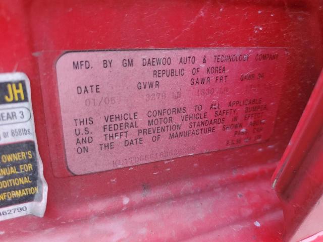 KL1TD66616B626399 - 2006 CHEVROLET AVEO BASE Qırmızı foto 12