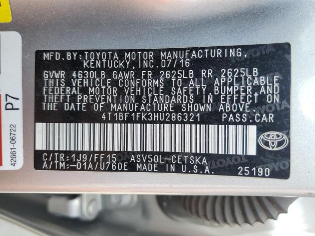 4T1BF1FK3HU286321 - 2017 TOYOTA CAMRY LE SILVER photo 13