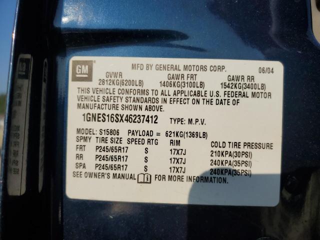 1GNES16SX46237412 - 2004 CHEVROLET TRAILBLAZE EXT LS BLUE photo 13