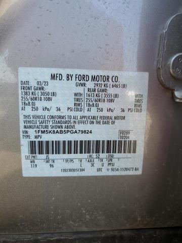 1FM5K8AB5PGA79824 - 2023 FORD EXPLORER POLICE INTERCEPTOR 银色 照片 14