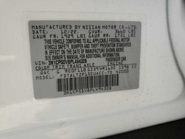 3N1CP5DV8PL494328 - 2023 NISSAN KICKS SR WHITE photo 13