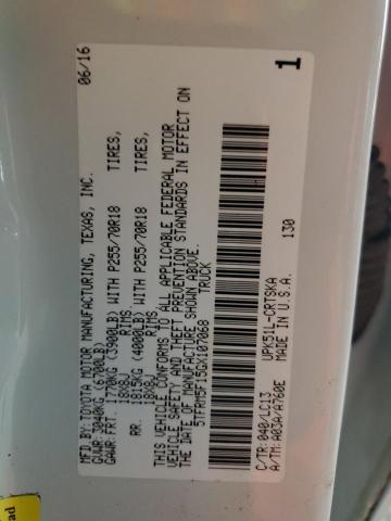 5TFRM5F15GX107068 - 2016 TOYOTA TUNDRA DOUBLE CAB SR/SR5 WHITE photo 12