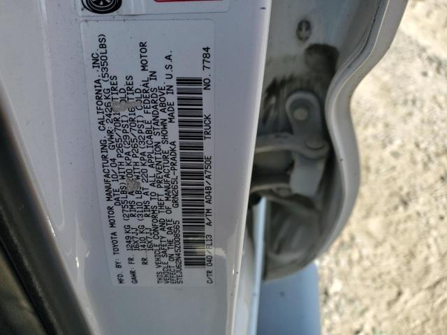 5TEJU62N45Z008565 - 2005 TOYOTA TACOMA DOUBLE CAB PRERUNNER WHITE photo 13