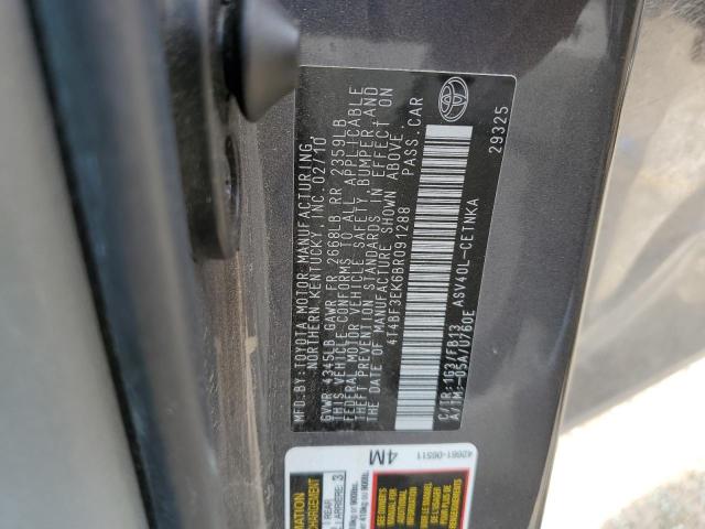 4T4BF3EK6BR091288 - 2011 TOYOTA CAMRY BASE 灰色 照片 12