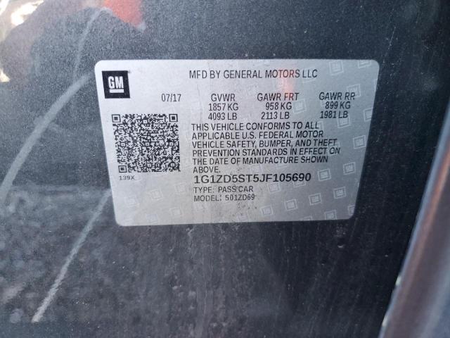 1G1ZD5ST5JF105690 - 2018 CHEVROLET MALIBU LT GRAY photo 12