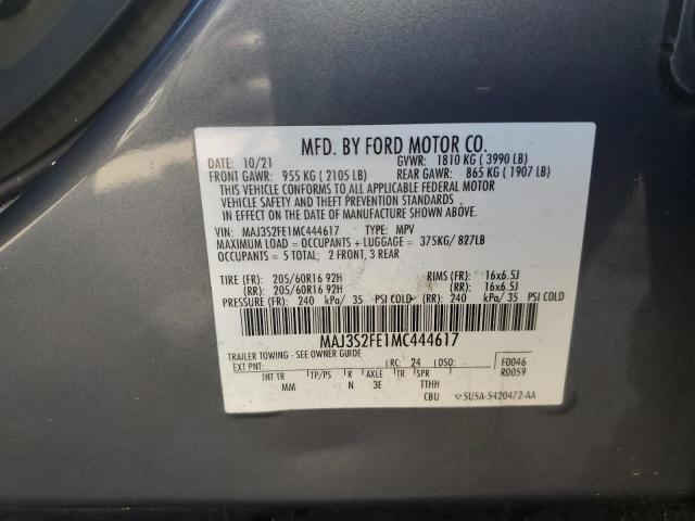 MAJ3S2FE1MC444617 - 2021 FORD ECOSPORT S GRAY photo 13