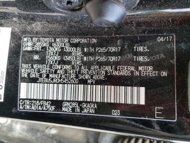 JTEBU5JR0H5452600 - 2017 TOYOTA 4RUNNER SR5/SR5 PREMIUM 黑色 照片 14