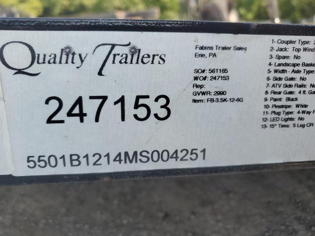 5501B1214MS004251 - 2021 QUAL TRAILER BLACK photo 10