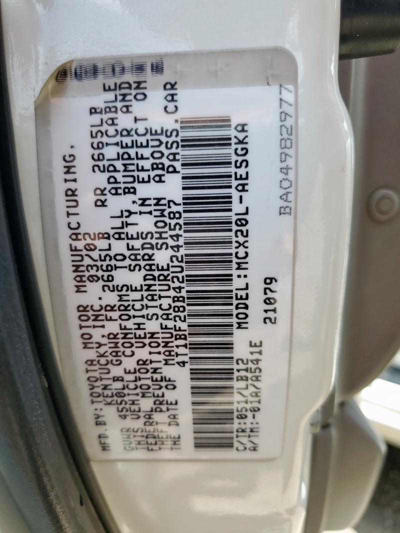 4T1BF28B42U244587 - 2002 TOYOTA AVALON XL WHITE photo 13