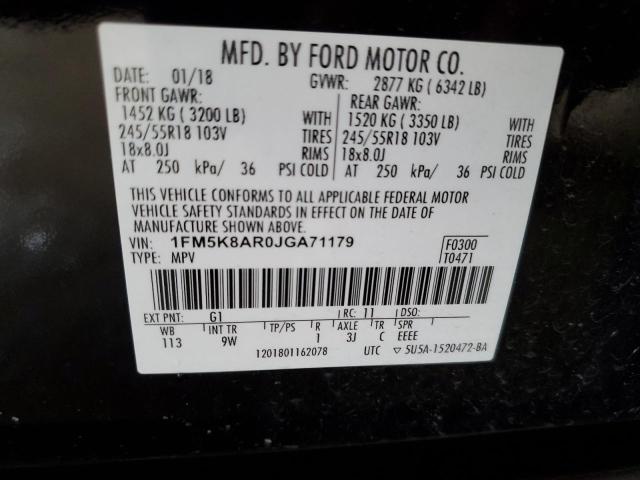 1FM5K8AR0JGA71179 - 2018 FORD EXPLORER POLICE INTERCEPTOR BLACK photo 14