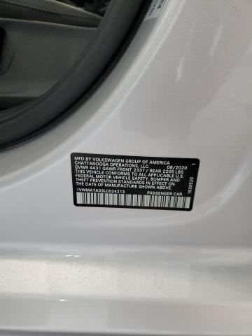 1VWMA7A33LC024213 - 2020 VOLKSWAGEN PASSAT R-LINE Արծաթագույն լուսանկար 12