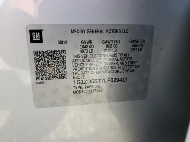 1G1ZD5ST7LF029411 - 2020 CHEVROLET MALIBU LT SILVER photo 12