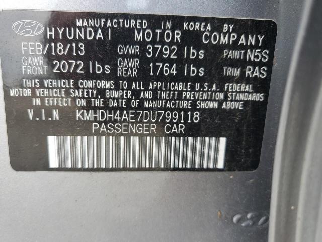 KMHDH4AE7DU799118 - 2013 HYUNDAI ELANTRA GLS SILVER photo 13