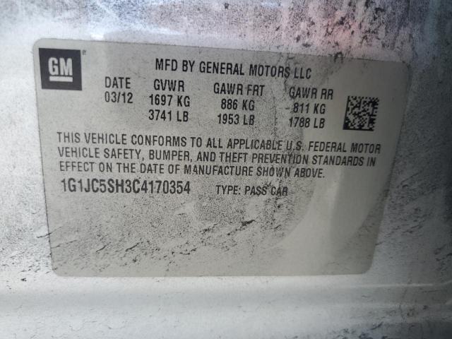 1G1JC5SH3C4170354 - 2012 CHEVROLET SONIC LT فضي صورة 12