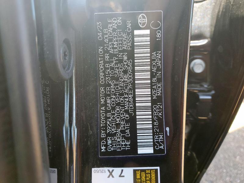 JTDB4MEE7P3009845 - 2023 TOYOTA COROLLA LE 黑色 照片 13