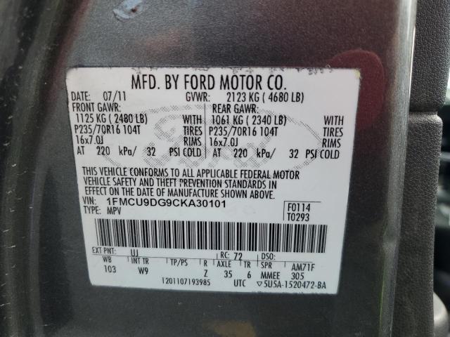 1FMCU9DG9CKA30101 - 2012 FORD ESCAPE XLT SILVER photo 13