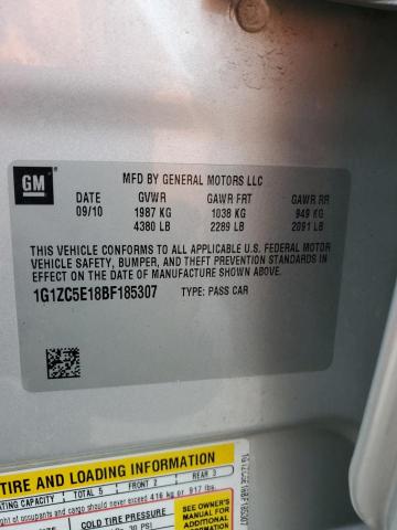 1G1ZC5E18BF185307 - 2011 CHEVROLET MALIBU 1LT 银色 照片 12