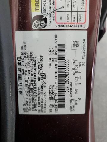 3LNHL2GC9CR808966 - 2012 LINCOLN MKZ MAROON photo 12