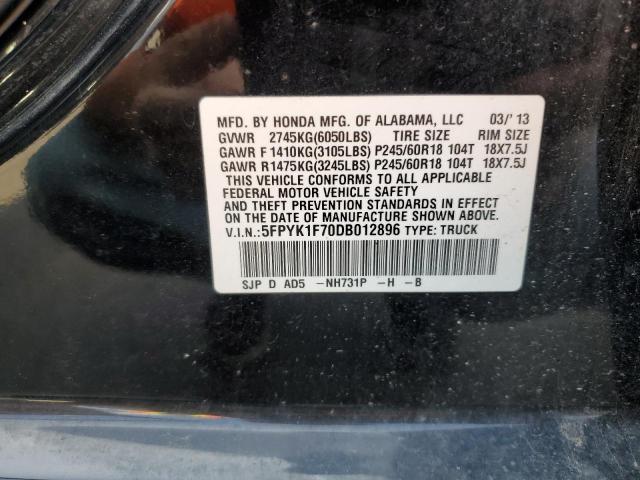 5FPYK1F70DB012896 - 2013 HONDA RIDGELINE SPORT BLACK photo 12