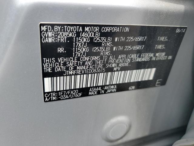 JTMRFREV1ED083615 - 2014 TOYOTA RAV4 XLE SILVER photo 13