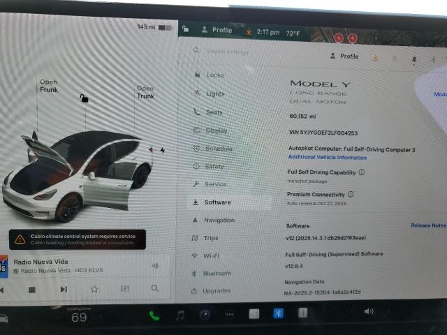 5YJYGDEF2LF004253 - 2020 TESLA MODEL Y WHITE photo 9