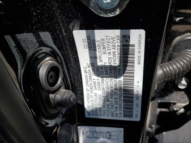 2HGFC2F86LH540206 - 2020 HONDA CIVIC SPORT BLACK photo 13