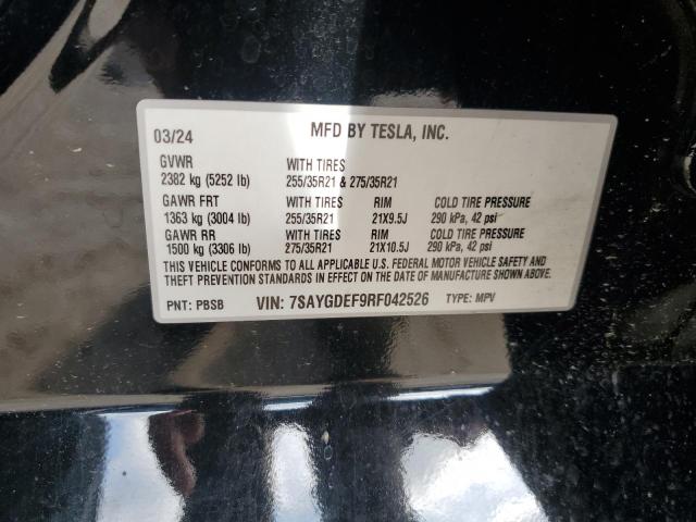 7SAYGDEF9RF042526 - 2024 TESLA MODEL Y 黑色 照片 12