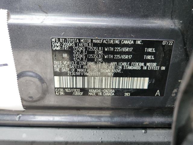2T3G1RFV1NW289931 - 2022 TOYOTA RAV4 LE 石墨色 照片 14