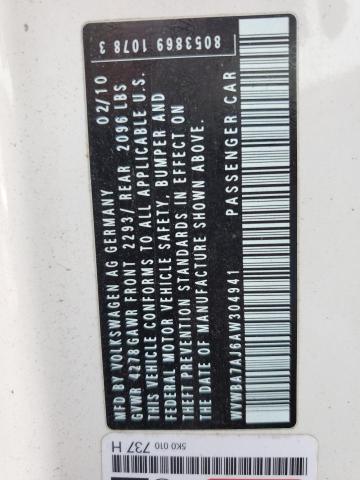 WVWBA7AJ6AW304941 - 2010 VOLKSWAGEN GOLF WHITE photo 12