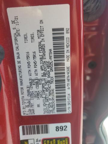 3TMAZ5CN1NM165641 - 2022 TOYOTA TACOMA DOUBLE CAB 红色 照片 12