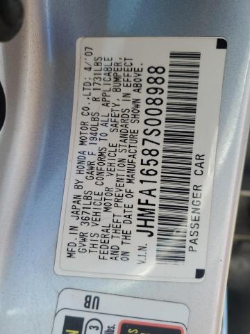 JHMFA16587S008988 - 2007 HONDA CIVIC LX 银色 照片 13